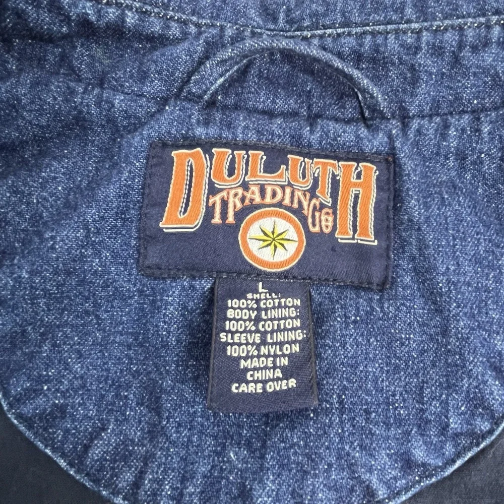 Vintage Duluth Trading Co. Denim Barn Coat Blazer Chore Coat Size Large Blue